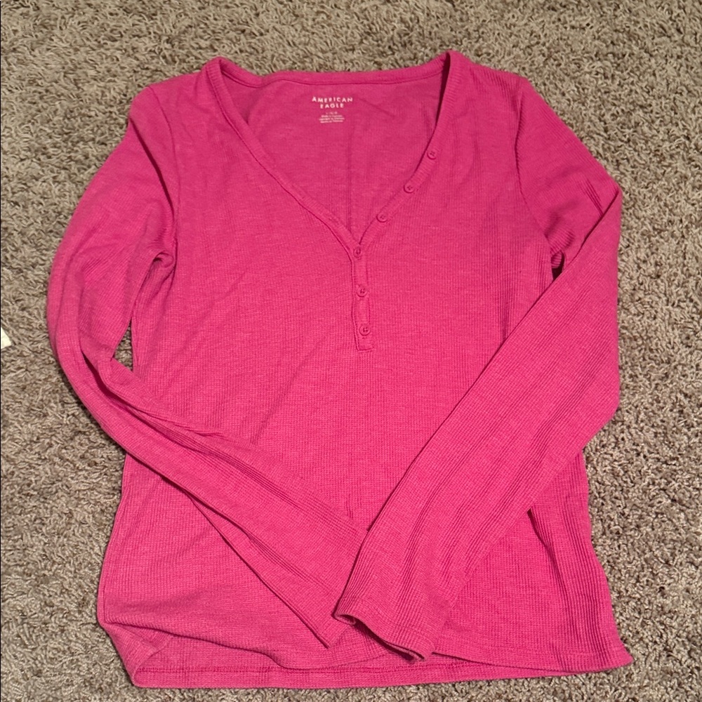American Eagle Outfitters Fuchsia Long Sleeve Top